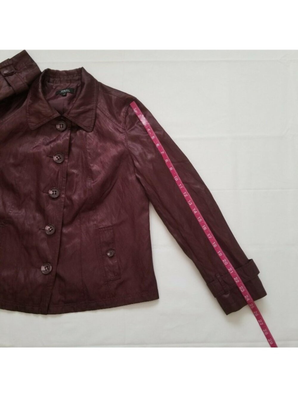 Tribal Women’s Long Sleeve Lined Burgundy Button-Up Coat Jacket Size 12 - Picture 13 of 16